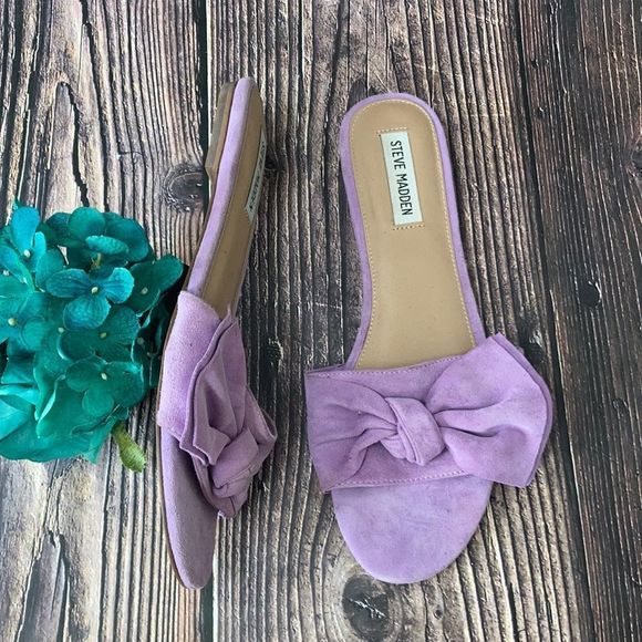Steve Madden Shoes - Steve Madden Lavender Truesdale Bow Flat Sandals 9M